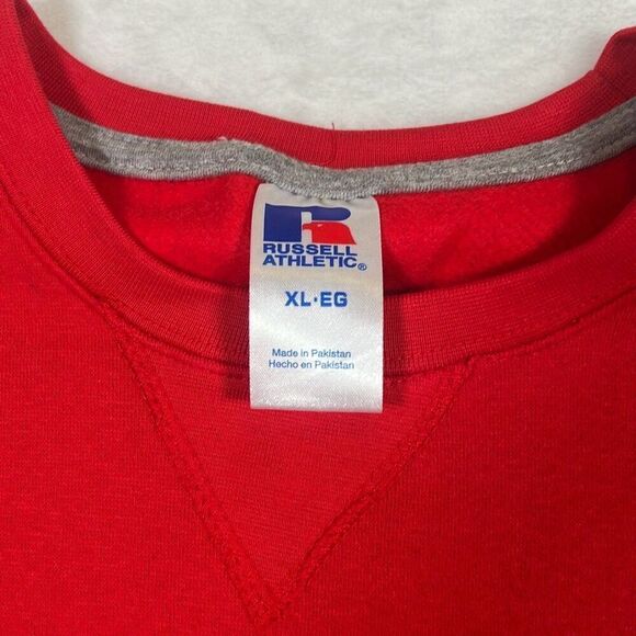 Russell Athletic Solid Color Fleece CrewNeck pullover Red Sweatshirt NWT‎ Men XL - Picture 2 of 6
